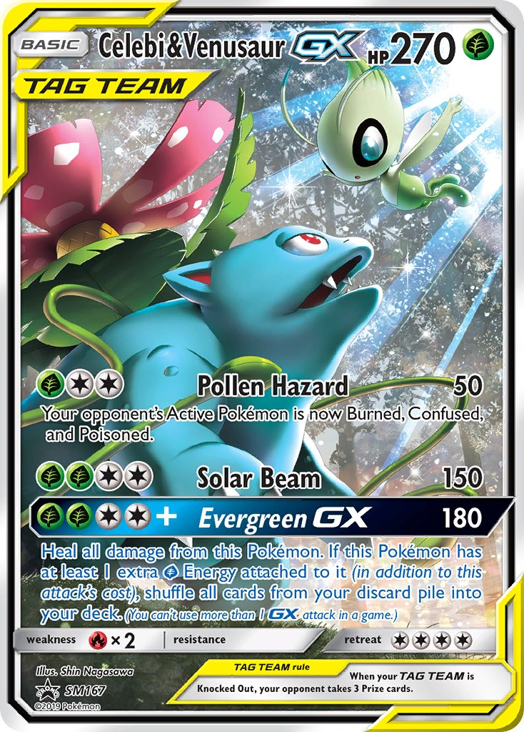 Celebi & Venusaur Tag Team GX Pokémon card