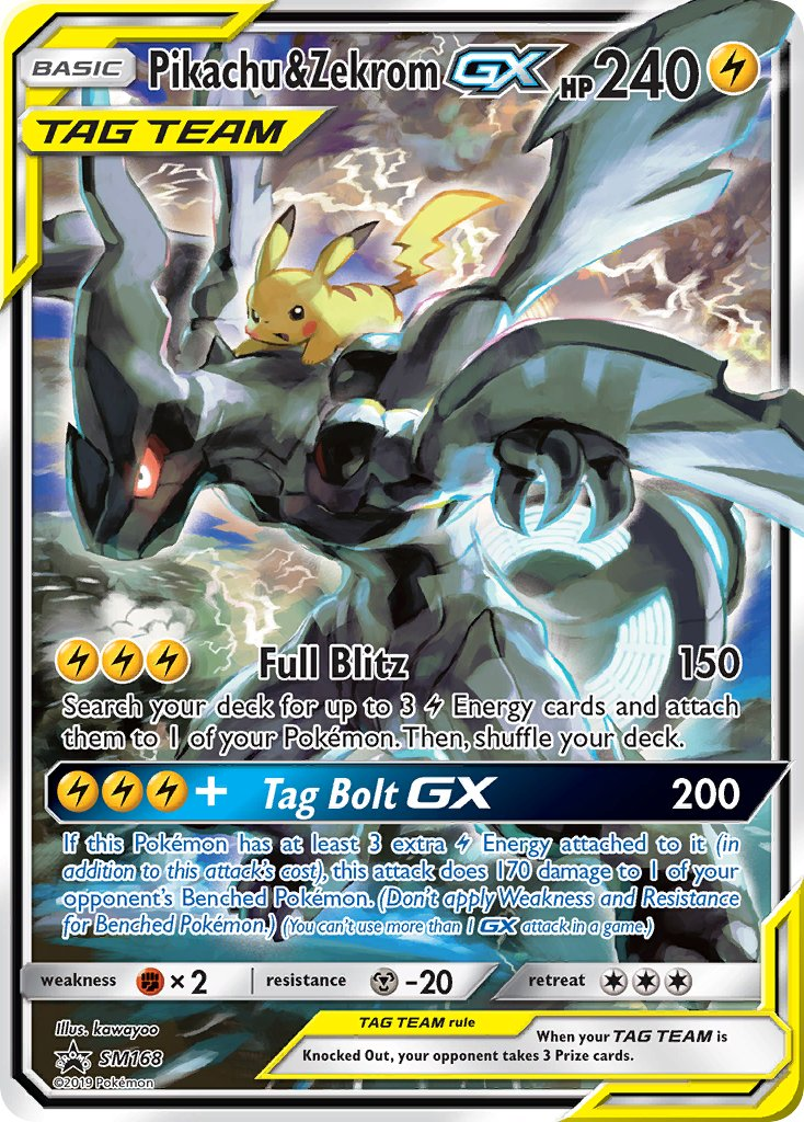 Pikachu & Zekrom Tag Team GX Pokémon card