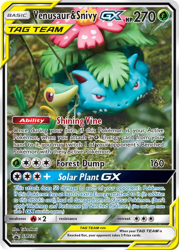 Venusaur & Snivy Tag Team GX Pokémon card