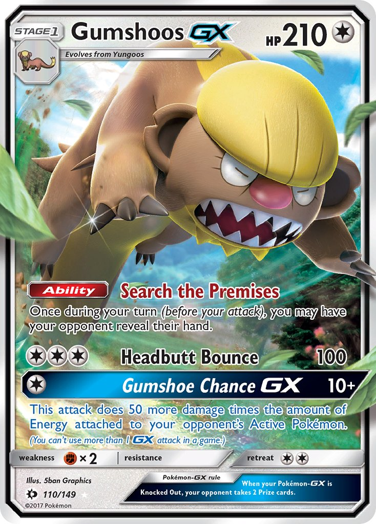 Gumshoos GX Pokémon card