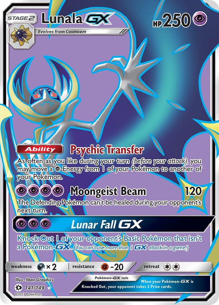 Lunala GX Pokémon card