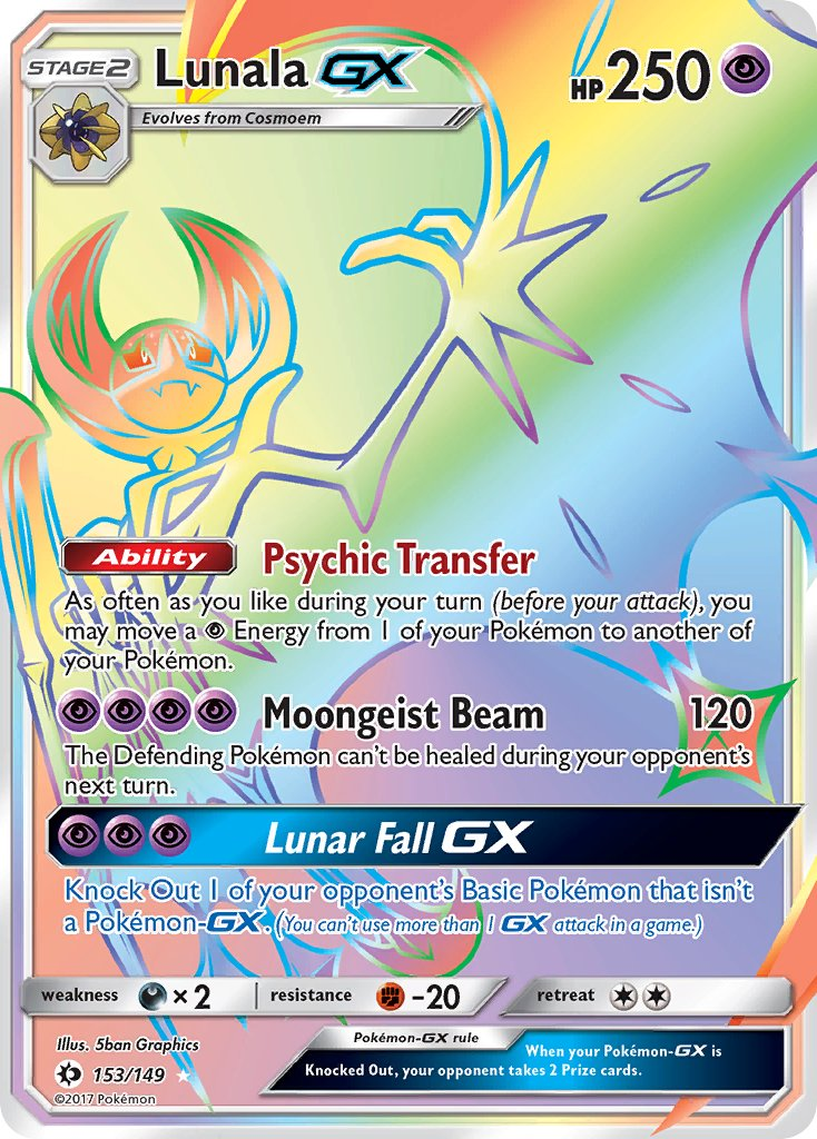 Lunala GX Pokémon card