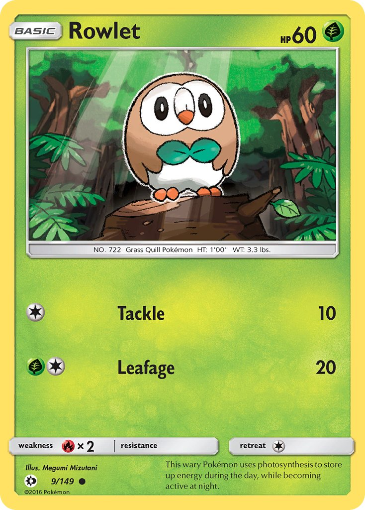 Rowlet Pokémon card
