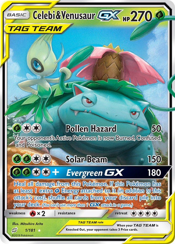 Celebi & Venusaur Tag Team GX Pokémon card