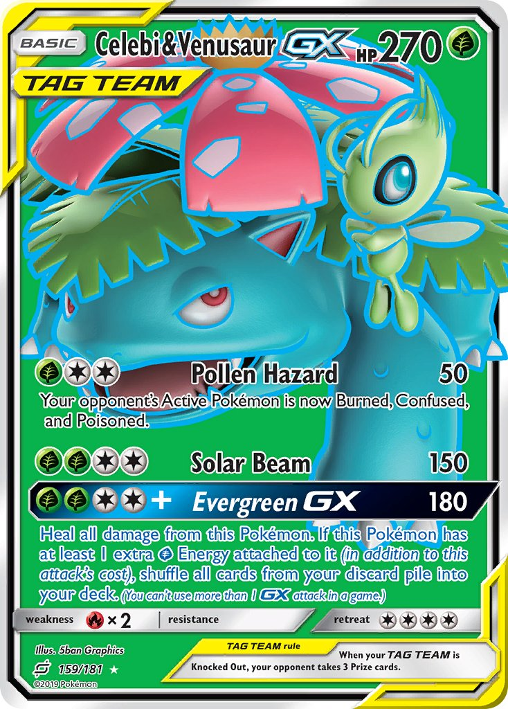 Celebi & Venusaur Tag Team GX Pokémon card