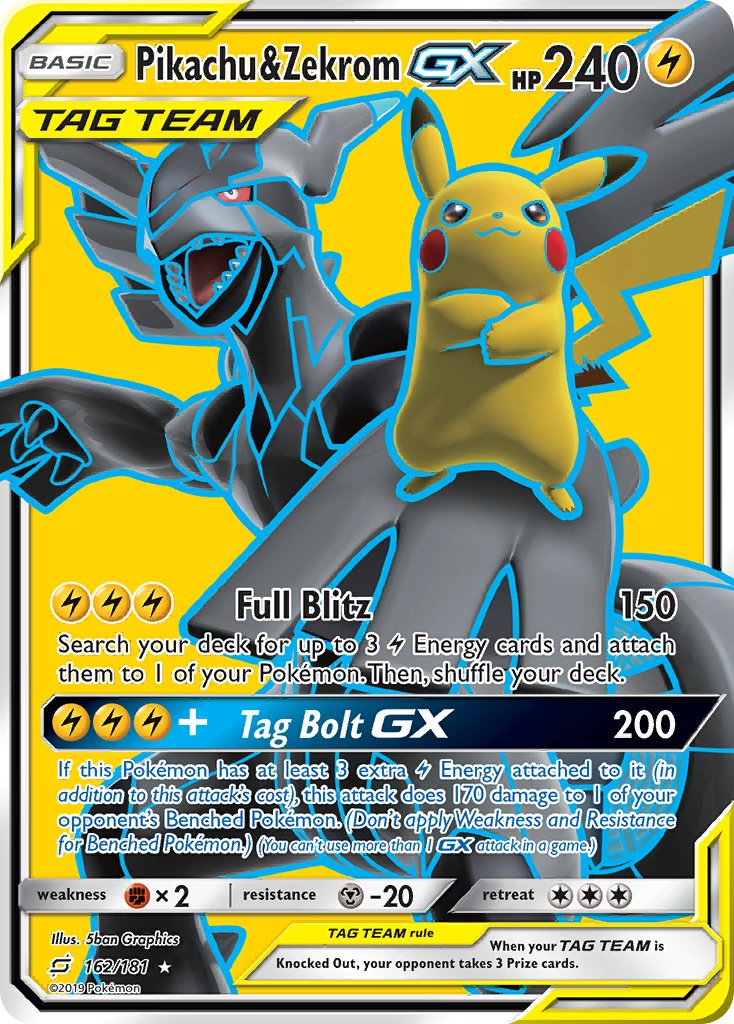 Pikachu & Zekrom Tag Team GX Pokémon card