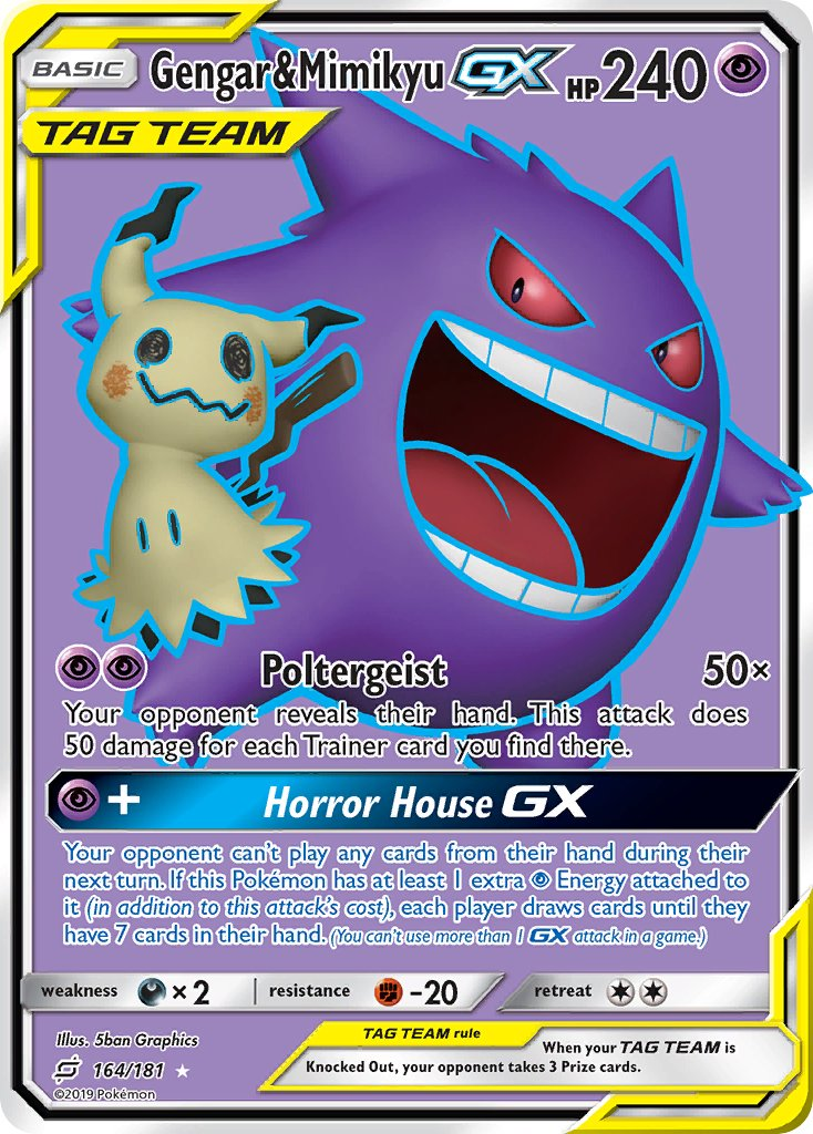 Gengar & Mimikyu Tag Team GX Pokémon card