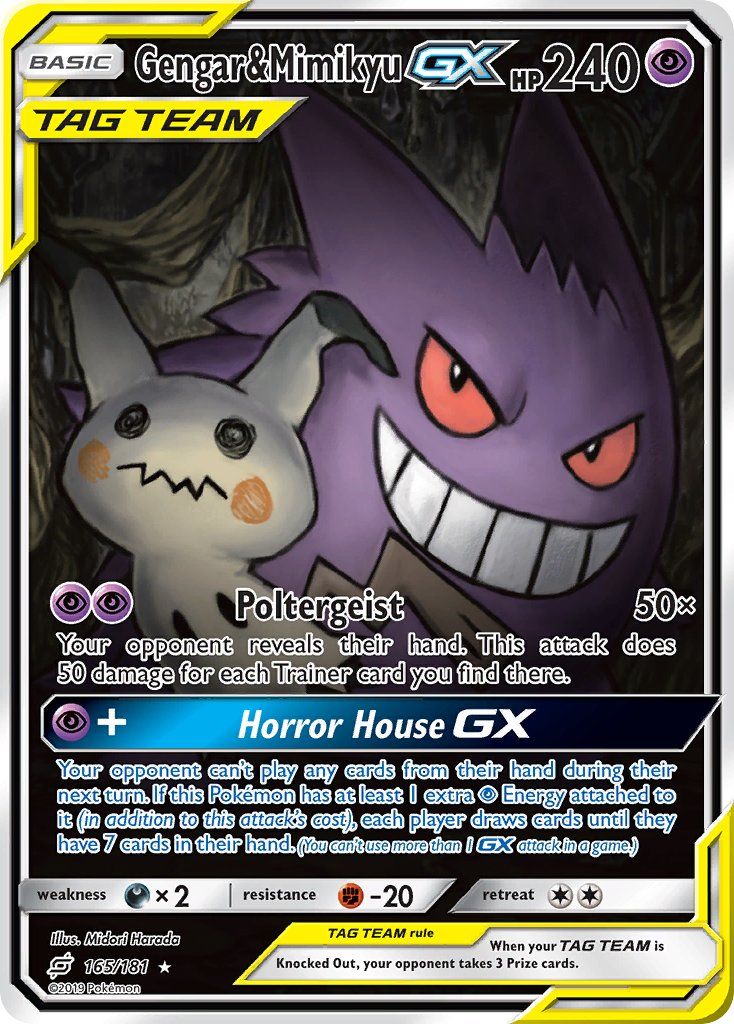 Gengar & Mimikyu Tag Team GX Pokémon card