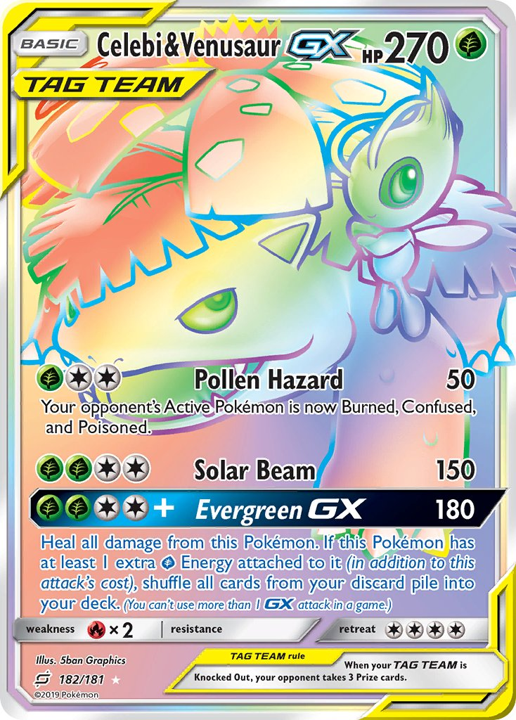Celebi & Venusaur Tag Team GX Pokémon card