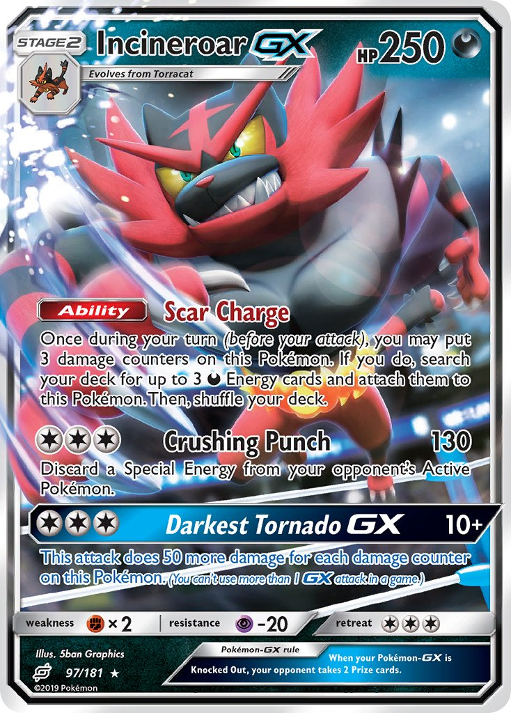 Incineroar GX Pokémon card