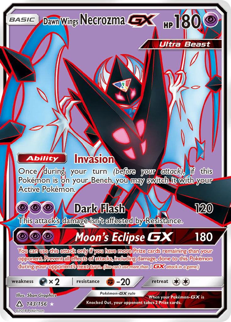 Dawn Wings Necrozma GX Pokémon card