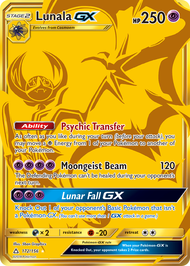 Lunala GX Pokémon card