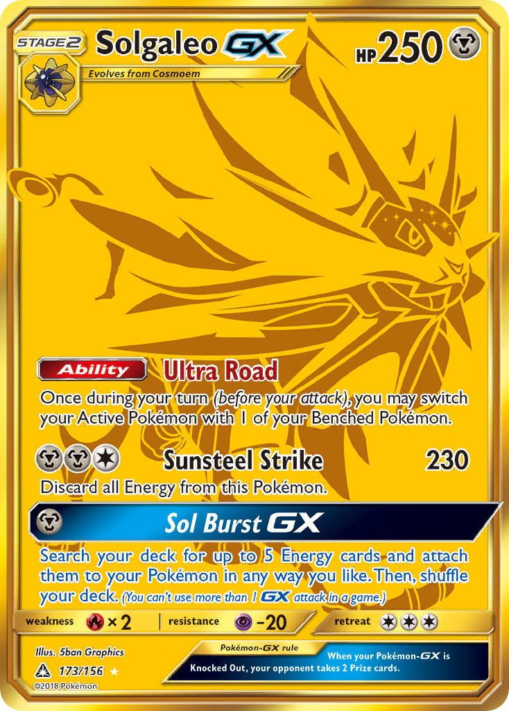 Solgaleo GX Pokémon card
