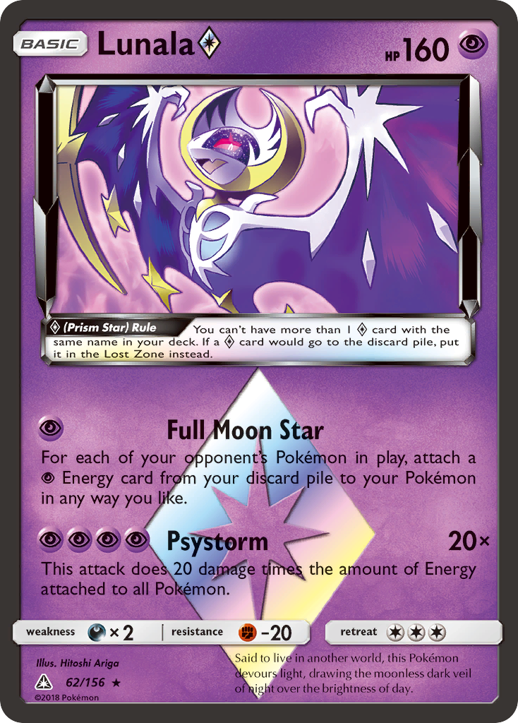 Lunala Prism Star Pokémon card