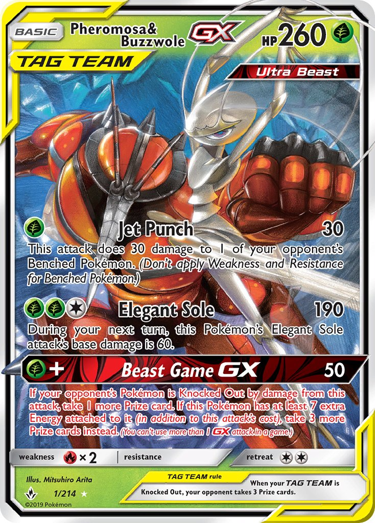 Pheromosa & BuzzwoleTag Team GX Pokémon card