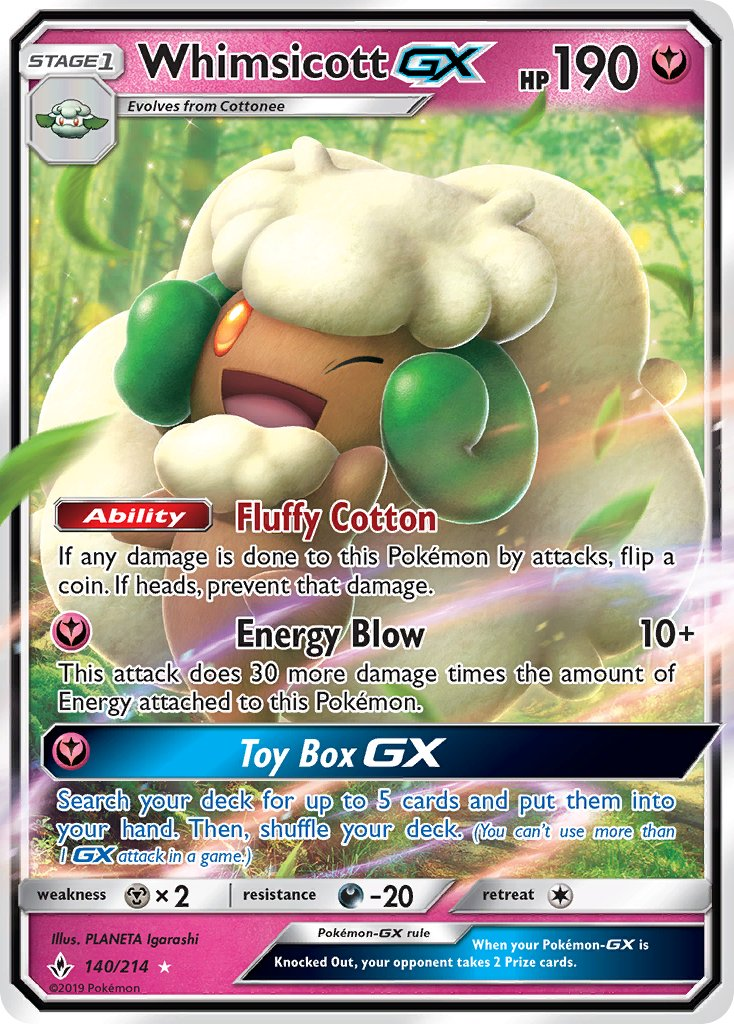 Whimsicott GX Pokémon card