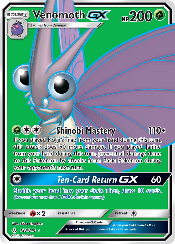 Venomoth GX Pokémon card