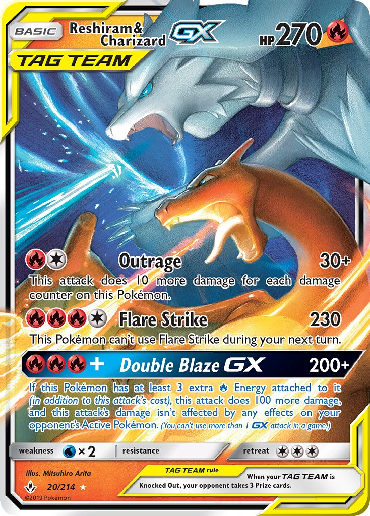 Reshiram & Charizard Tag Team GX Pokémon card
