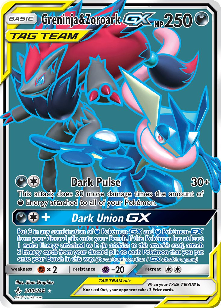 Greninja & Zoroark Tag Team GX Pokémon card