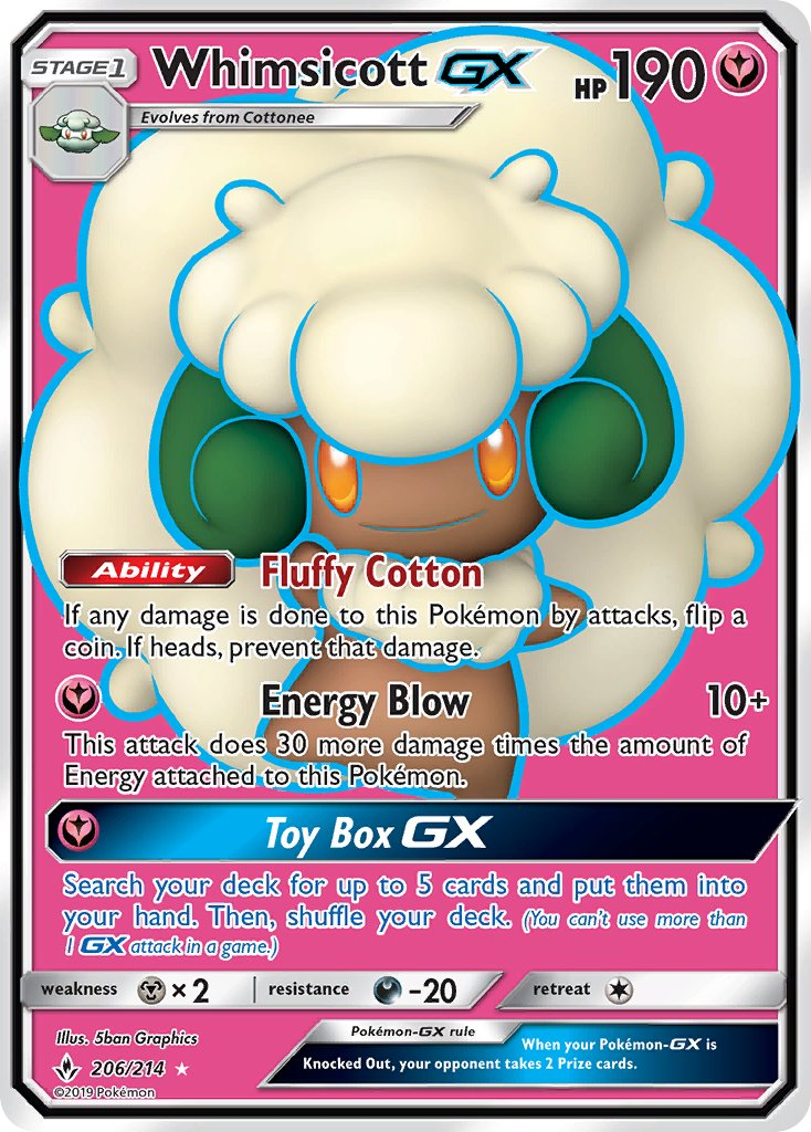 Whimsicott GX Pokémon card