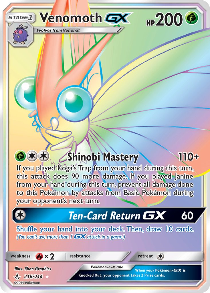 Venomoth GX Pokémon card
