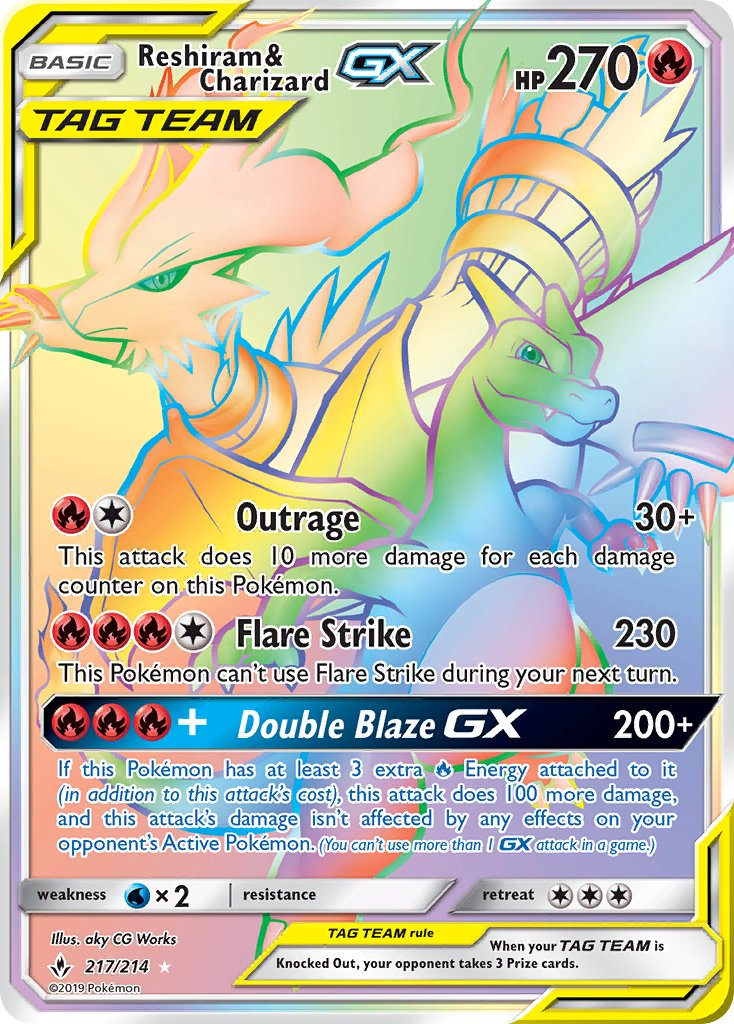 Reshiram & Charizard Tag Team GX Pokémon card