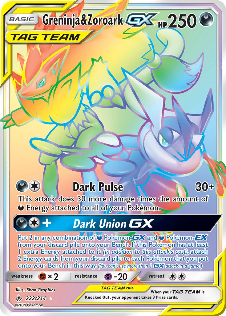 Greninja & Zoroark Tag Team GX Pokémon card