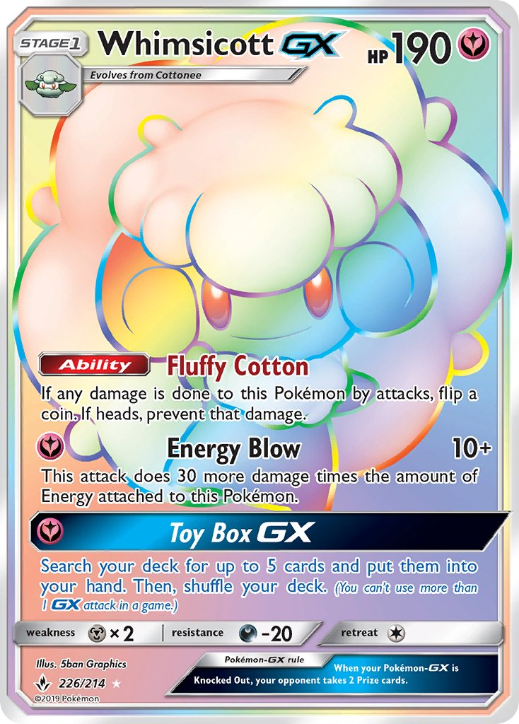 Whimsicott GX Pokémon card