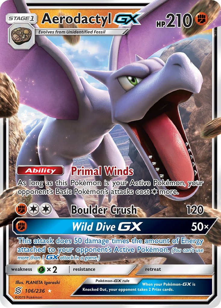 Aerodactyl GX Pokémon card