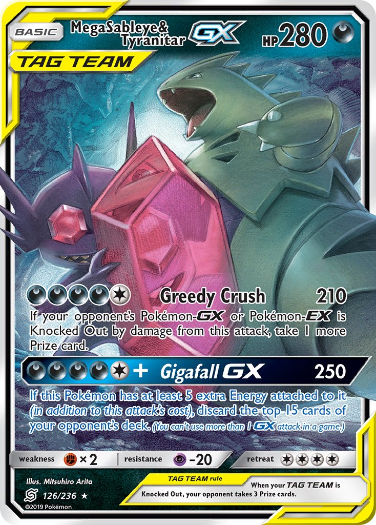 Mega Sableye & Tyranitar Tag Team GX Pokémon card
