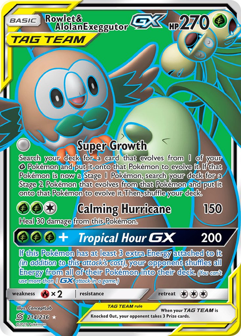 Rowlet & Alolan Exeggutor Tag Team GX
