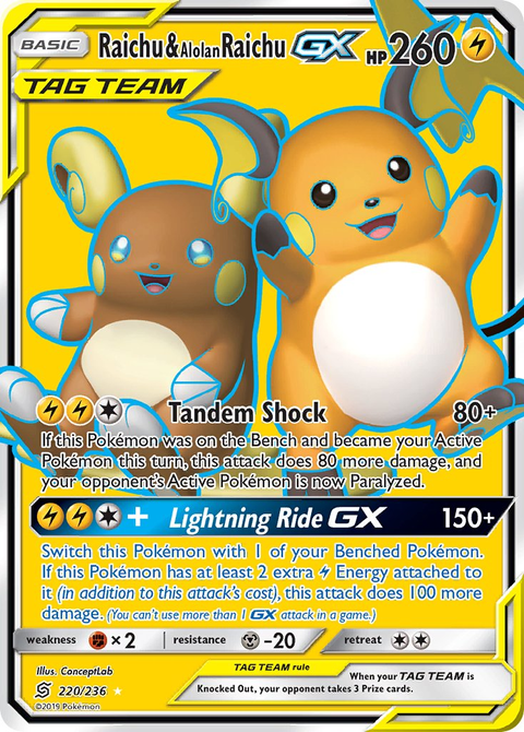 Raichu & Alolan Raichu Tag Team GX