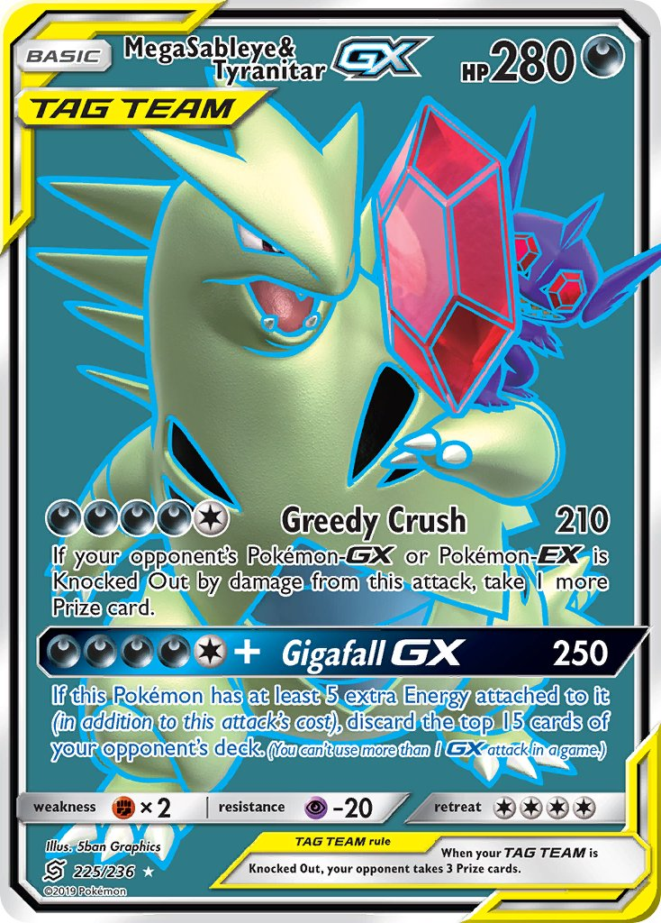 Mega Sableye & Tyranitar Tag Team GX Pokémon card