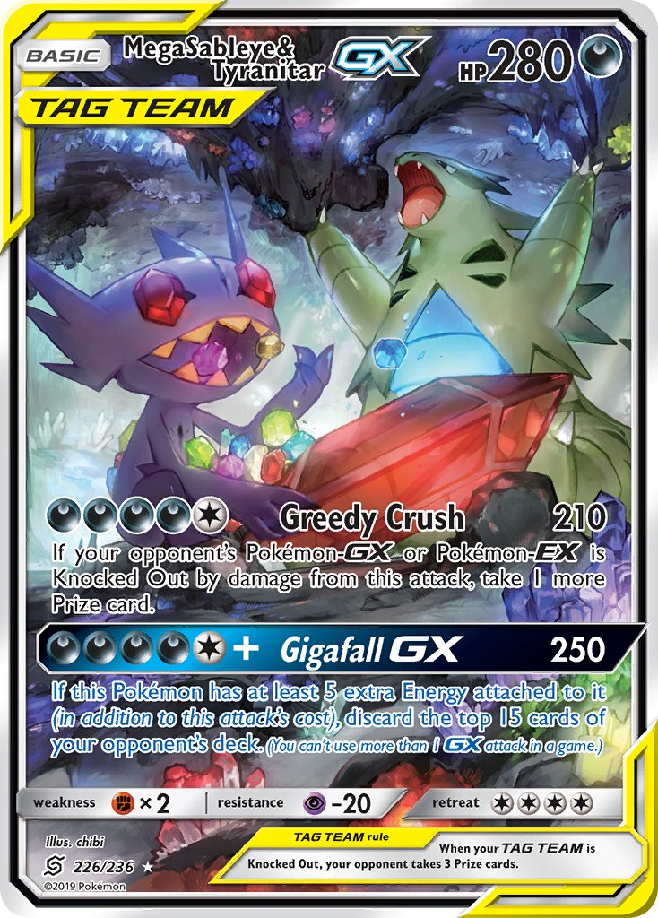 Mega Sableye & Tyranitar Tag Team GX Pokémon card