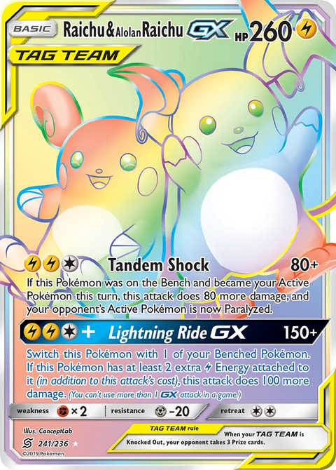 Raichu & Alolan Raichu Tag Team GX