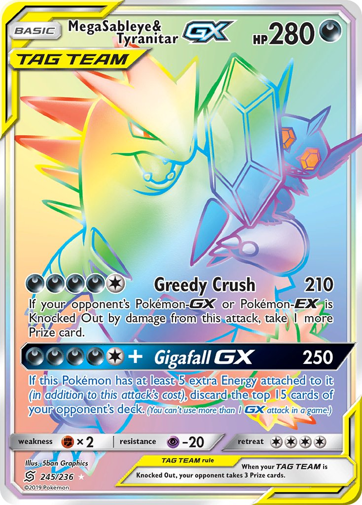 Mega Sableye & Tyranitar Tag Team GX Pokémon card