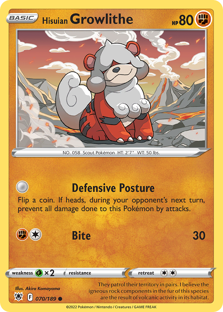 Hisuian Growlithe Pokémon card