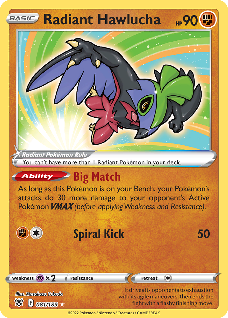 Radiant Hawlucha Pokémon card