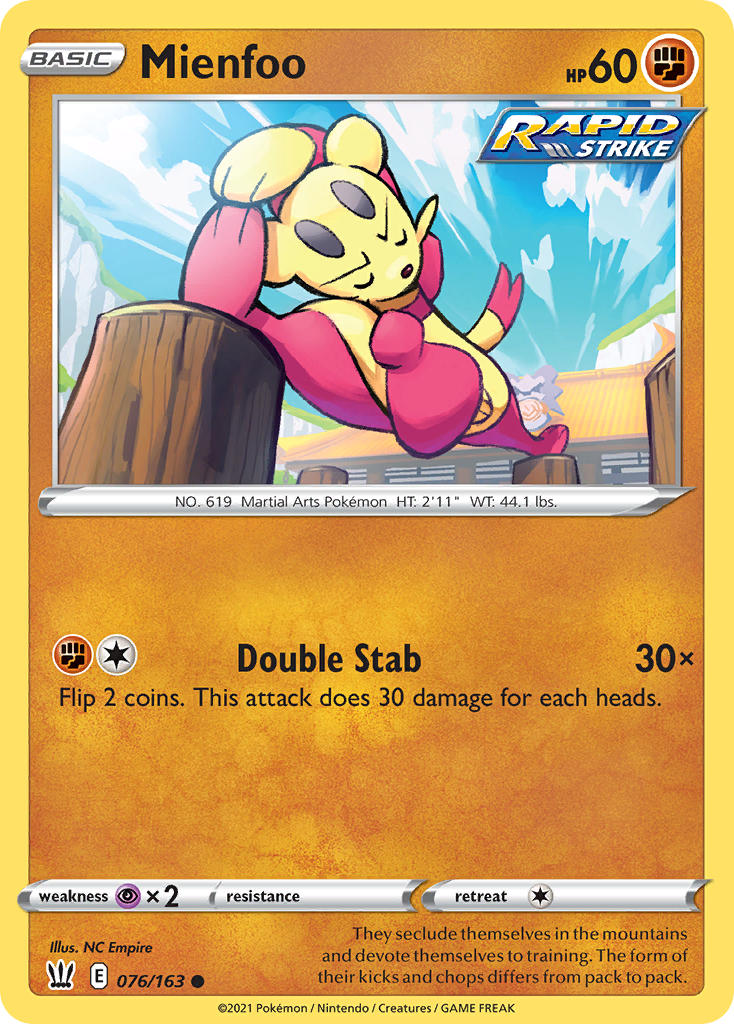 Mienfoo Pokémon card
