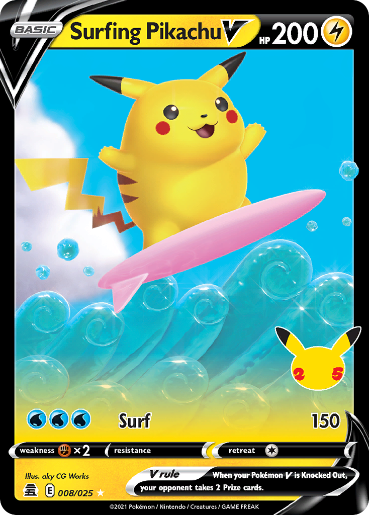 Surfing Pikachu V Pokémon card