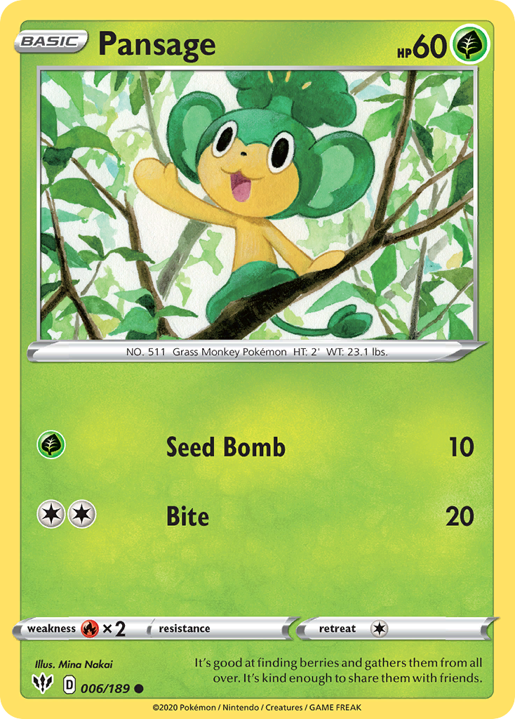Pansage Pokémon card
