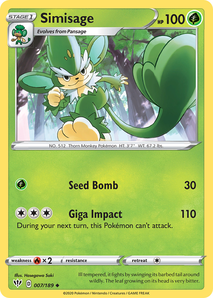 Simisage Pokémon card