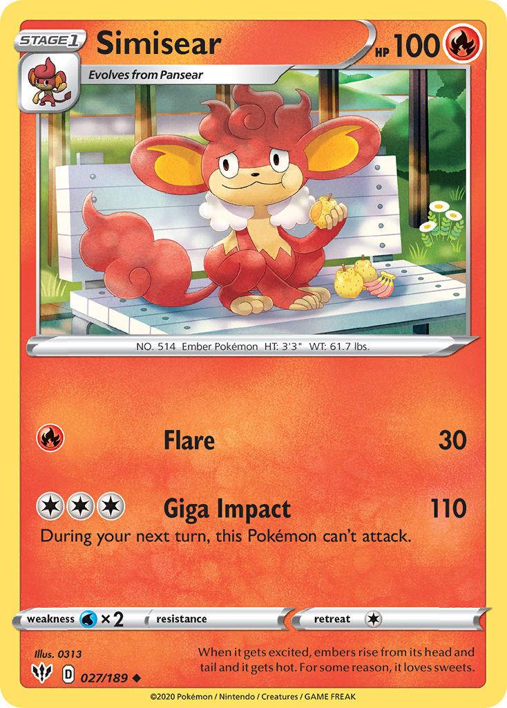 Simisear Pokémon card
