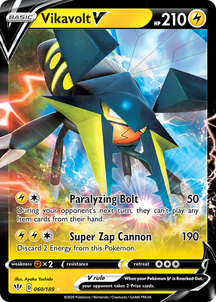 Vikavolt V Pokémon card