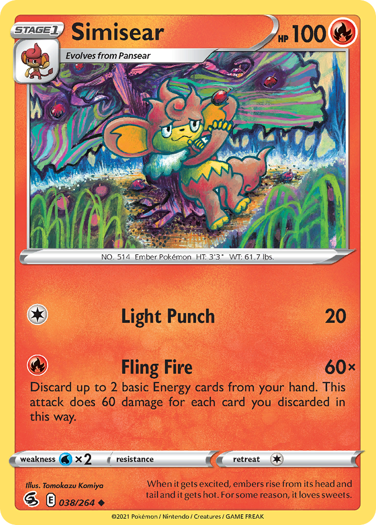 Simisear Pokémon card