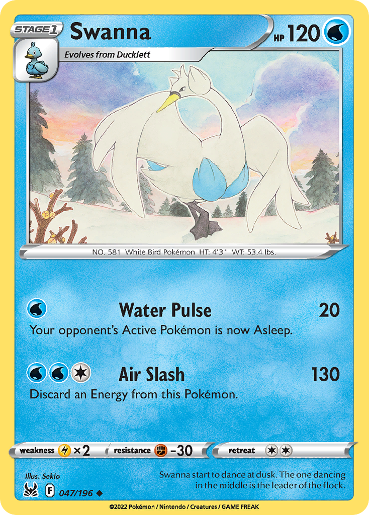 Swanna Pokémon card