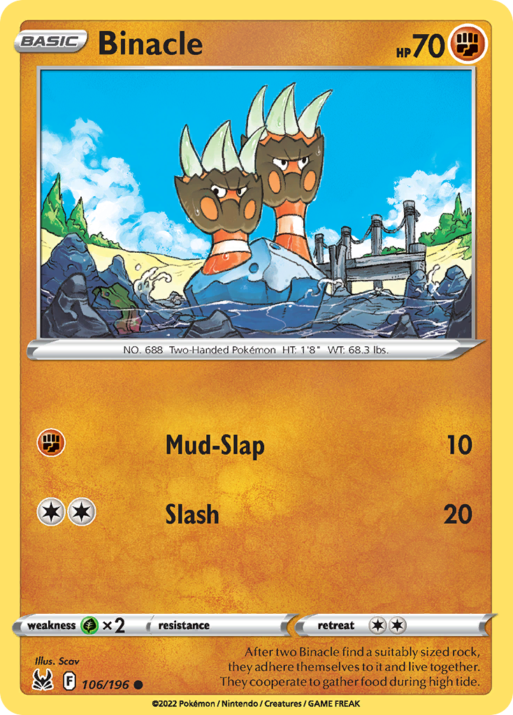Binacle Pokémon card