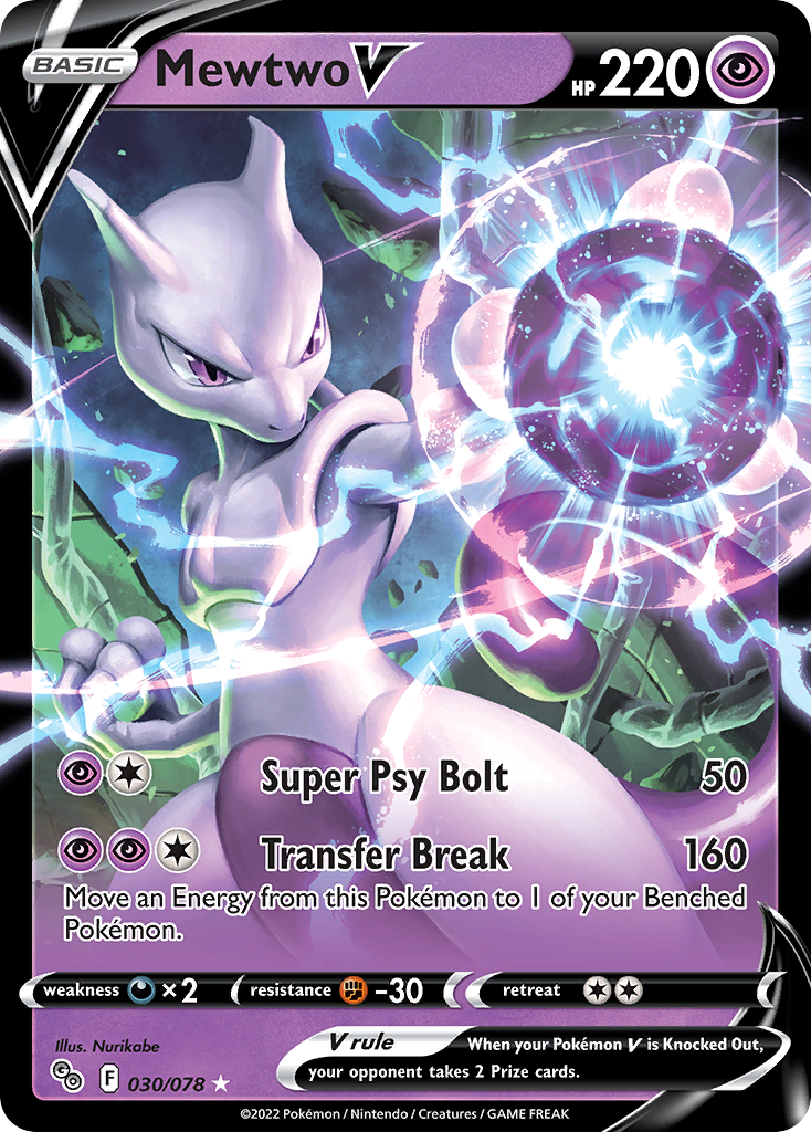 Mewtwo V Pokémon card