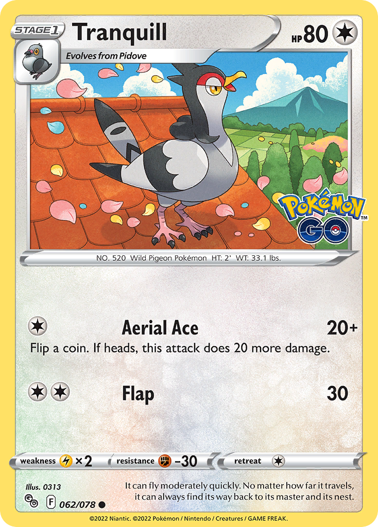 Tranquill Pokémon card