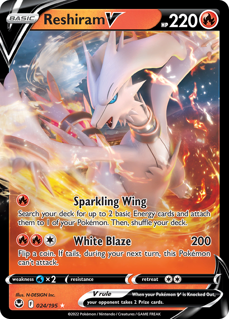 Reshiram V Pokémon card